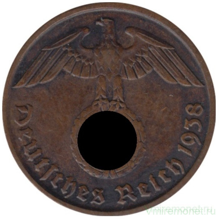 Монета. Германия. Третий Рейх. 2 рейхспфеннига 1939 год. Монетный двор - Гамбург (J).