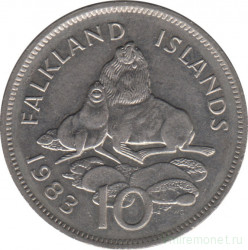 Монета. Фолклендские острова. 10 пенсов 1983 год.