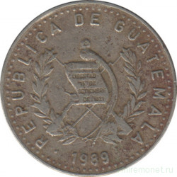 Монета. Гватемала. 10 сентаво 1989 год.