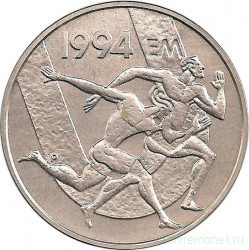 Монета. Финляндия. 100 марок 1994 год. Стадион Дружбы. Бегуны.