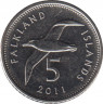 Монета. Фолклендские острова. 5 пенсов 2011 год. ав.