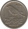 Монета. Норвегия. 25 эре 1964 год. ав.