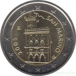 Монета. Сан-Марино. 2 евро 2005 год.