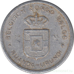 Монета. Бельгийское Конго (Руанда-Урунди). 50 сантимов 1955 год.
