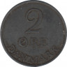  Монета. Дания. 2 эре 1968 год. рев.