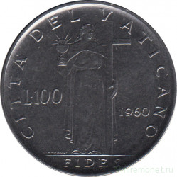 Монета. Ватикан. 100 лир 1960 год.