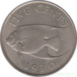 Монета. Бермудские острова. 5 центов 1970 год.