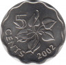 Монета. Свазиленд. 5 центов 2002 год. ав.