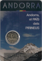 Монета. Андорра. 2 евро 2017 год. Страна в Пиренеях. Блистер, коинкарта.
