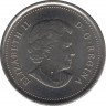 Монета. Канада. 25 центов 2011 года. Природа Канады - Бизон (зелёная Эмаль). рев.