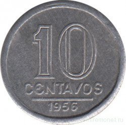 Монета. Бразилия. 10 сентаво 1956 год.