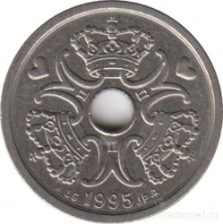 Монета. Дания. 1 крона 1995 год.