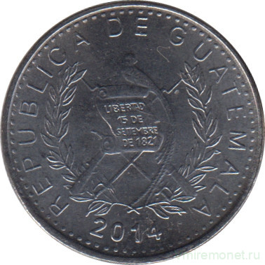 Монета. Гватемала. 5 сентаво 2014 год.