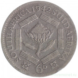 Монета. Южно-Африканская республика (ЮАР). 6 пенсов 1942 год.