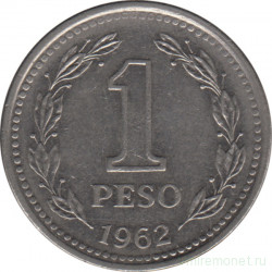 Монета. Аргентина. 1 песо 1962 год.