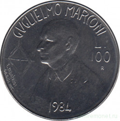 Монета. Сан-Марино. 100 лир 1984 год. Гилермо Маркони.
