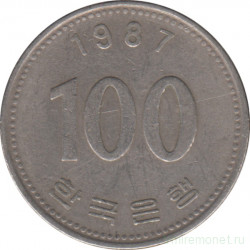 Монета. Южная Корея. 100 вон 1987 год.