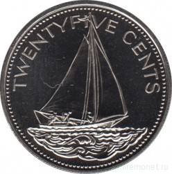 Монета. Багамские острова. 25 центов 1989 год.