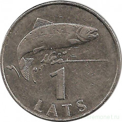 Монета. Латвия. 1 лат 2008 год. Рыба.