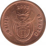 Монета. Южно-Африканская республика (ЮАР). 5 центов 2003 год. ав.