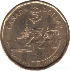 Монета. Канада. 1 доллар 2010 год. 100 лет королевскому флоту Канады.