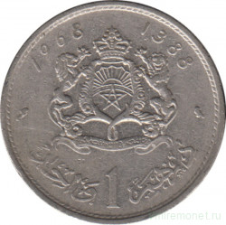 Монета. Марокко. 1 дирхам 1968 год.