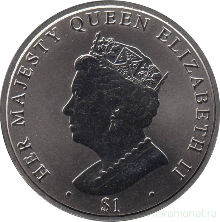 Монета. Великобритания. Британские Виргинские острова. 1 доллар 2017 год. Её Величество Елизавета II.