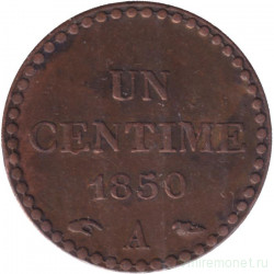 Монета. Франция. 1 сантим 1850 год. А.