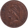 Монета. Франция. 1 сантим 1850 год. А.