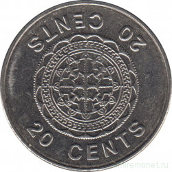 Монета. Соломоновы острова. 20 центов 2005 год.
