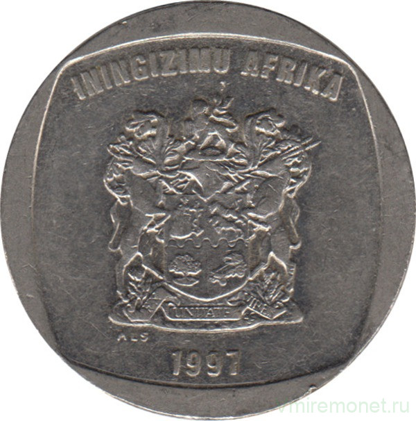 Монета. Южно-Африканская республика (ЮАР). 5 рандов 1997 год.