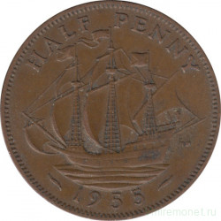 Монета. Великобритания. 1/2 пенни 1955 год.