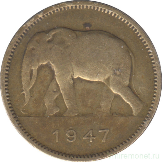 Монета. Бельгийское Конго. 2 франка 1947 год.