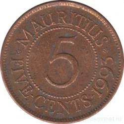 Монета. Маврикий. 5 центов 1993 год.