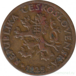Монета. Чехословакия. 5 геллеров 1925 год.