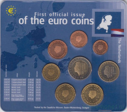 Монеты. Нидерланды. Набор евро 8 монет 2001 год. 1, 2, 5, 10, 20, 50 центов, 1, 2 евро.
