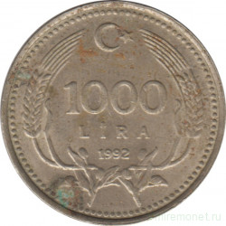 Монета. Турция. 1000 лир 1992 год.