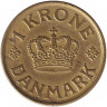 Монета. Дания. 1 крона 1936 год.