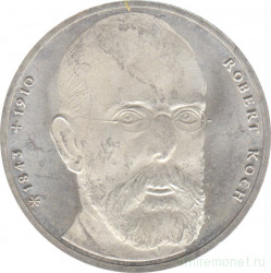 Монета. ФРГ. 10 марок 1993 год. 150 лет со дня рождения Роберта Коха.