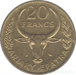 Монета. Мадагаскар. 20 франков 1989 год.