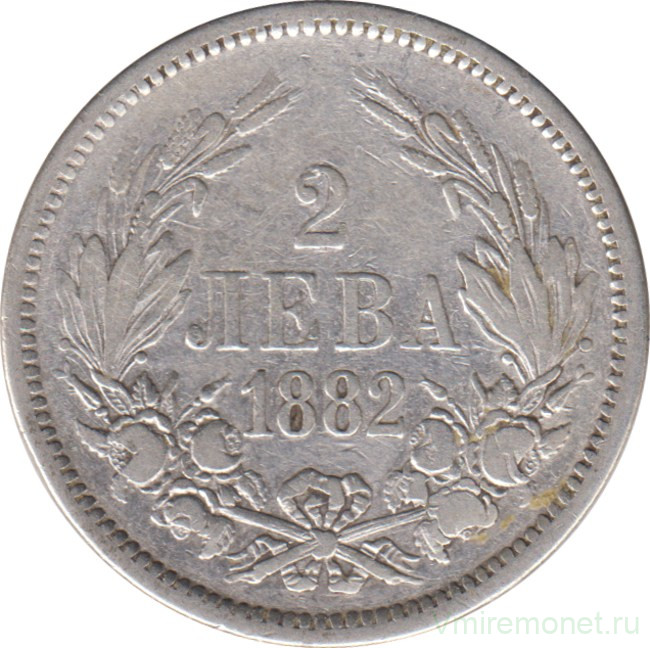 Монета. Болгария. 2 лева 1882 год.