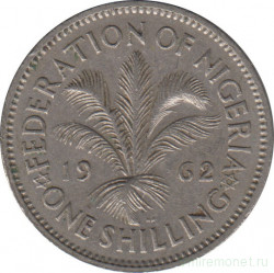 Монета. Нигерия. 1 шиллинг 1962 год.