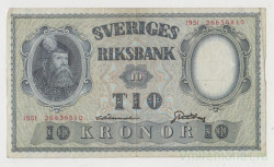 Банкнота. Швеция. 10 крон 1951 год.