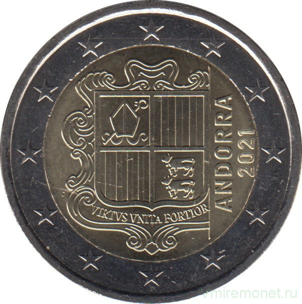 Монета. Андорра. 2 евро 2021 год.