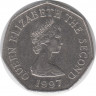 Монета. Джерси. 50 пенсов 1997 год. Диаметр 27,3 мм.