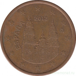 Монета. Испания. 5 центов 2012 год.