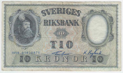 Банкнота. Швеция. 10 крон 1959 год. Тип 43g(8).