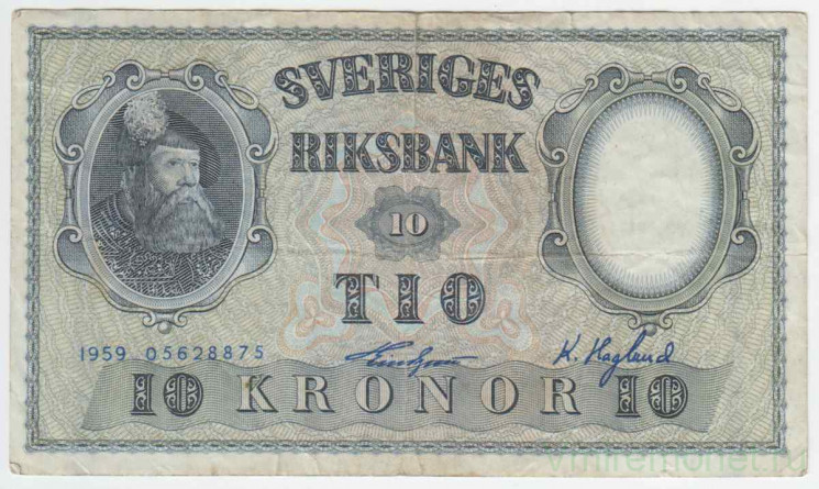 Банкнота. Швеция. 10 крон 1959 год. Тип 43g(8).