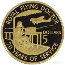 Монета. Австралия. 5 долларов 1998 год. 70 лет Королевской службе санавиации.