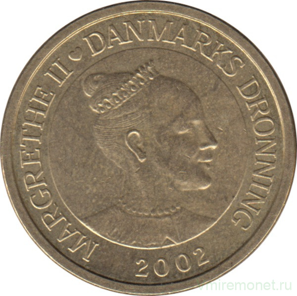 Монета. Дания. 10 крон 2002 год.
